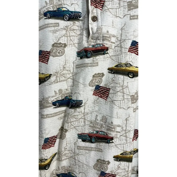 American Summer Clothing Co Men's Patriotic Classic Car Polo Size XL - Picture 5 of 5